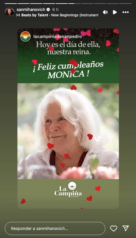 Sandra Mihanovich, hija de Mónica, republicó el saludo de La Campiña