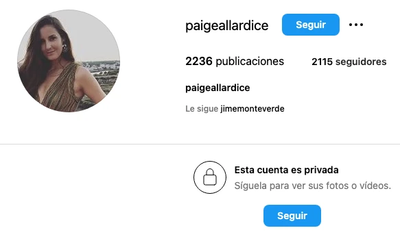Paige Allardice, la ex mujer de Martín Pepa, tiene perfil privado en su cuenta de Instagram