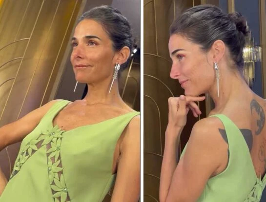 Juana Viale y su look "verde arveja" de alto impacto en la mesaza
