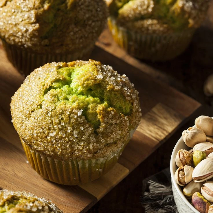 La receta los muffins húmedos de pistacho