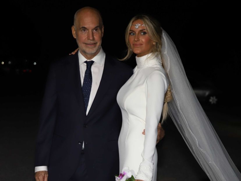 El look nupcial de Milagros Maylin, diseñado por Gabriel Lage