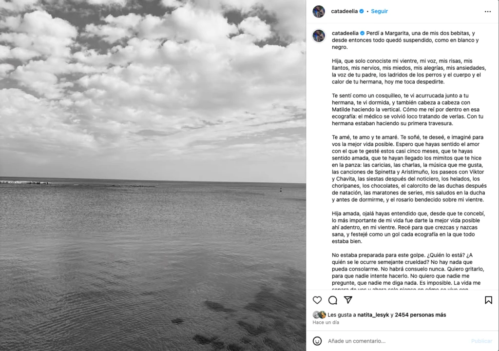 La tristísima carta abierta de Cata De Elía, contando que perdió a una de sus bebas