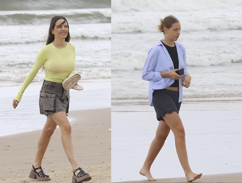 Los looks playeros de Ivana Figueiras y su hija, la modelo Juana González Victorica, en un día fresco de Punta del Este