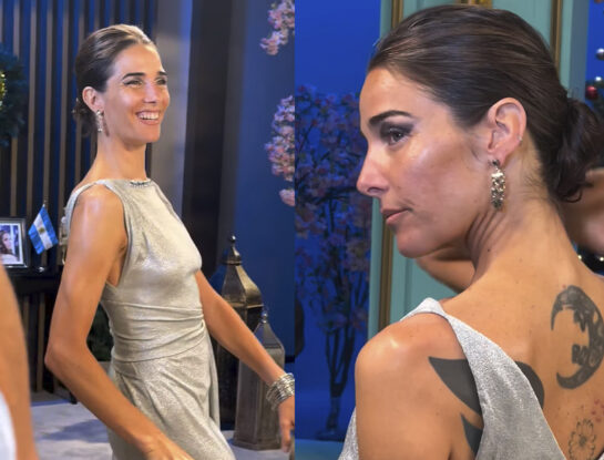 Juana Viale llevó en la mesaza un look súper shiny que es ideal para la Nochebuena