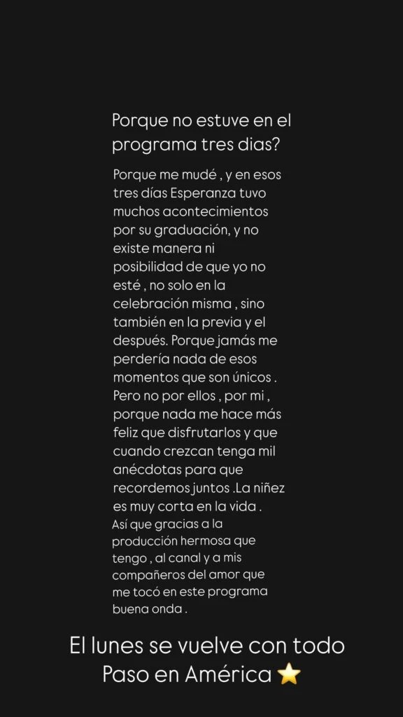 Sabrina Rojas explicó por qué no estuvo en la tele en los últimos días