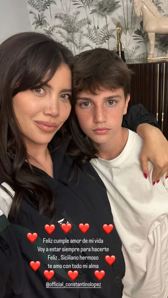 El tierno mensaje de Wanda Nara a su hijo Constantino en su cumpleaños número 14