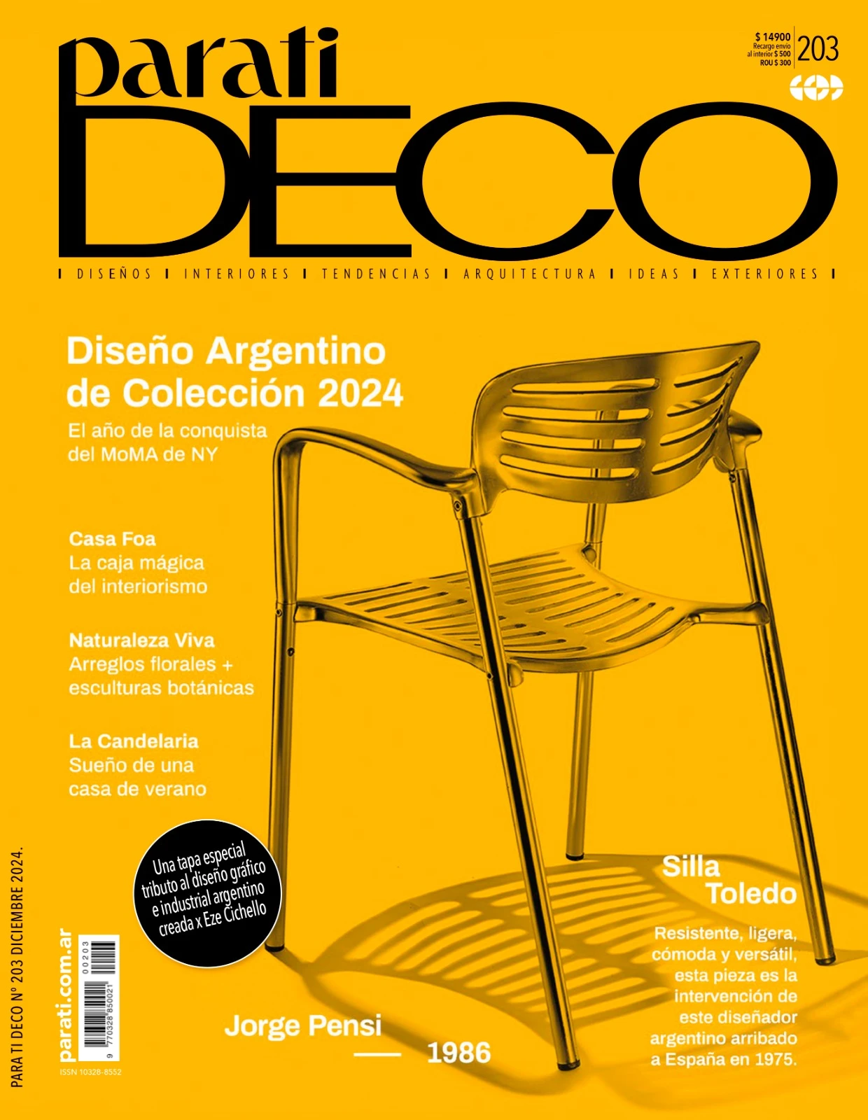 La silla Toledo en el diseño de Eze Cichello en la tapa de para ti DECO #203, tributo al diseño argentino. 