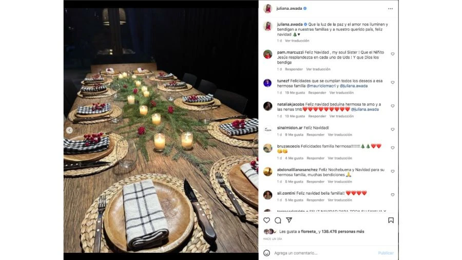 La mesa navideña de Juliana Awada