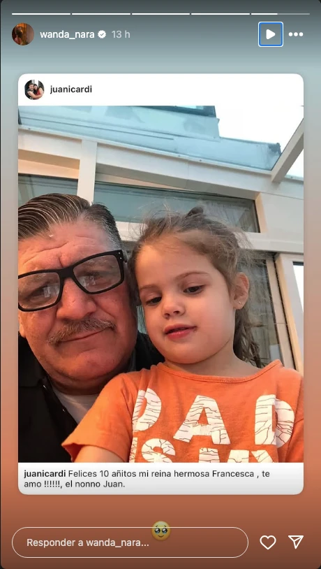 Wanda Nara compartió el saludo del papá de Icardi para Francesca