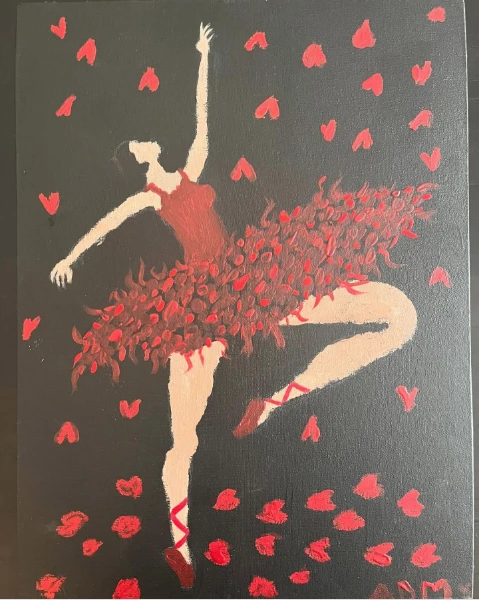 El cuadro que pintó Allegra, la hija de Elba Marcovecchio.