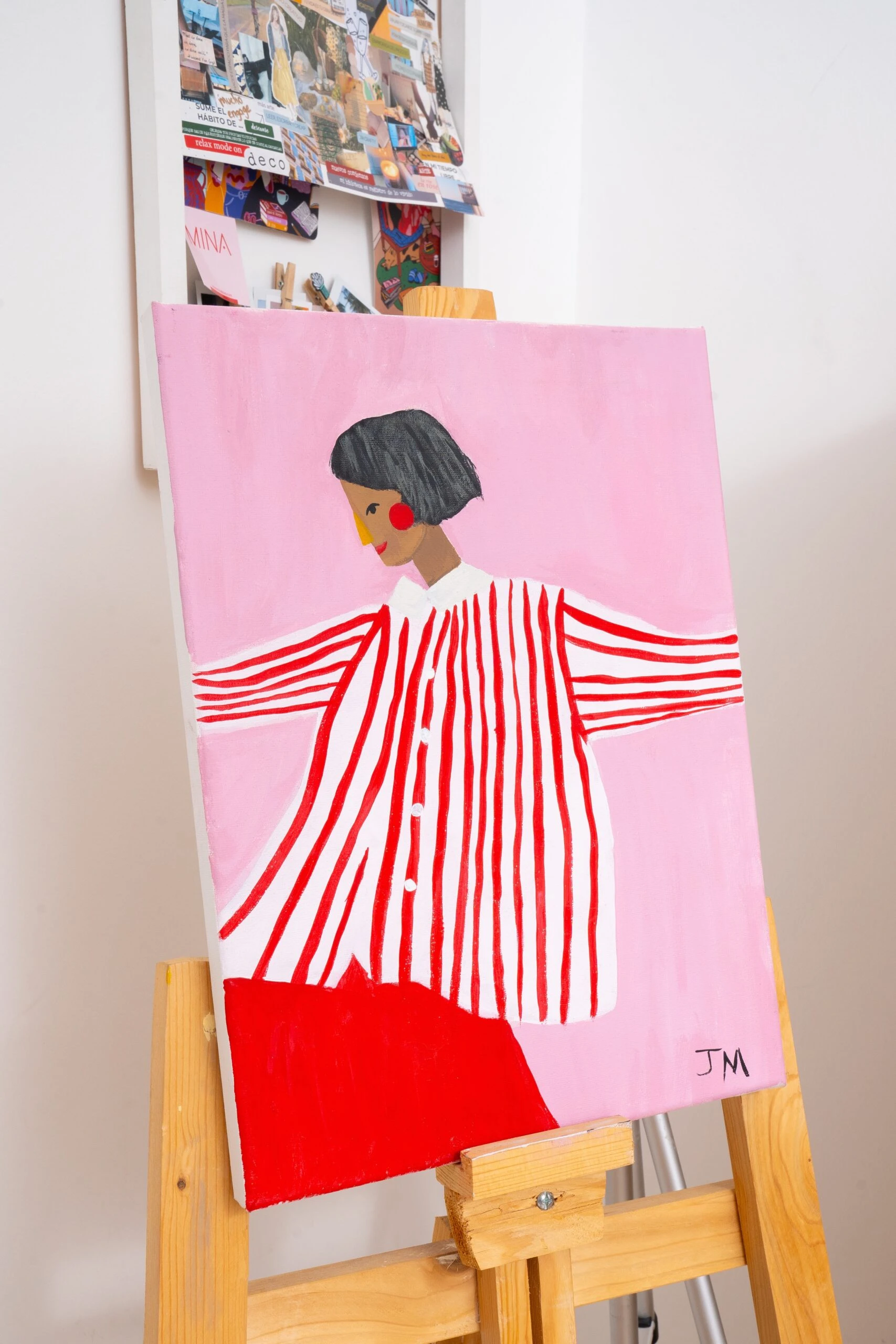 Un cuadro en su propio atril, obra de Jesús, el marido de Laura Trovat.