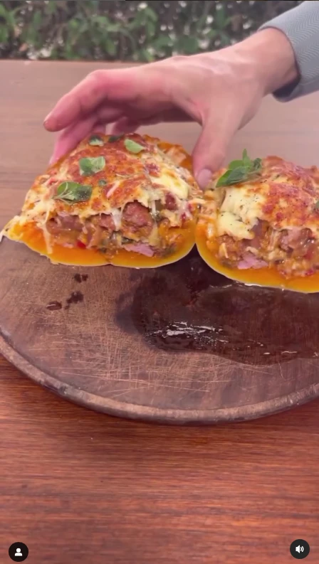 Calabaza rellena y gratinada