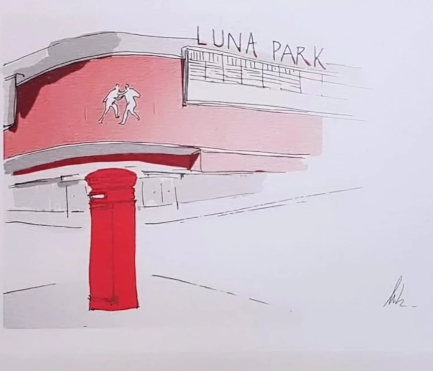 ¿Vamos a tener que ilustrar el Luna Park?, escribió bajo su dibujo del Luna Park Natalia Karbabian
