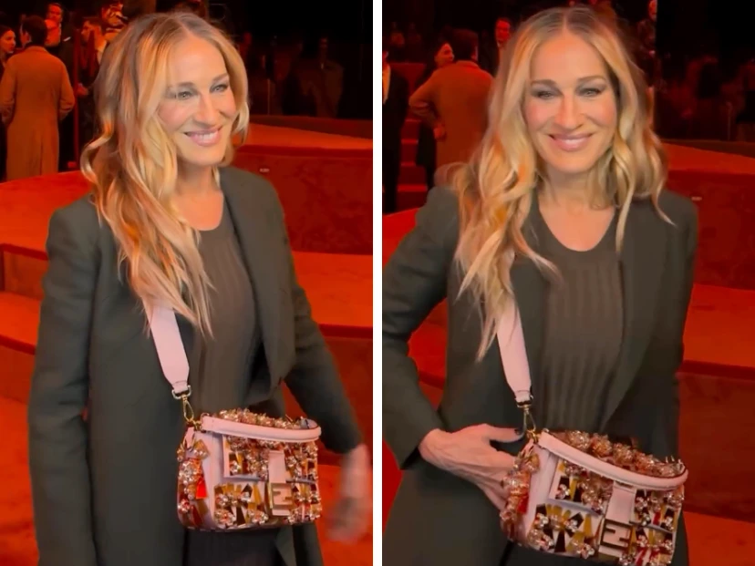 Sarah Jessica Parker en el desfile de Fendi llevó la icónica cartera Bagette y marcó tendencia con sus botas