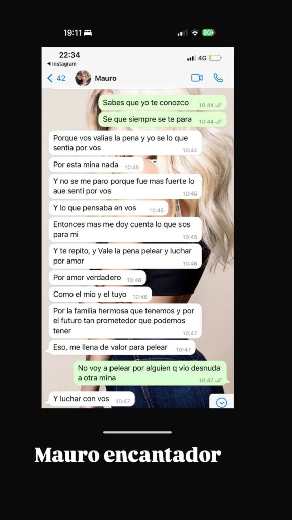 El chat entre Wanda y Mauro. Foto: IG
