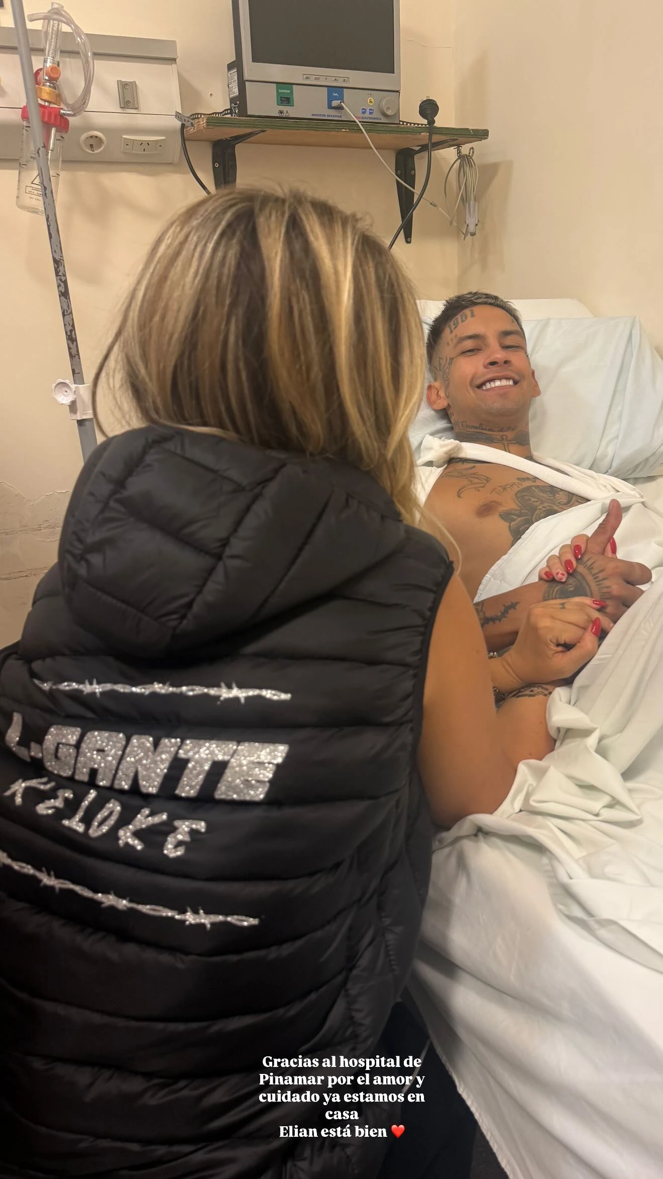 La empresaria acompañó a Lgante tras su accidente. Fotos: IG.