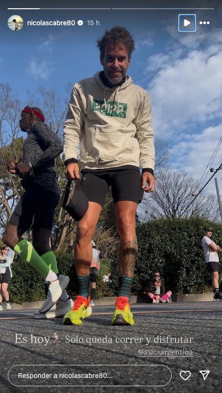 Nico Cabré antes de participar de la maratón de Tokio