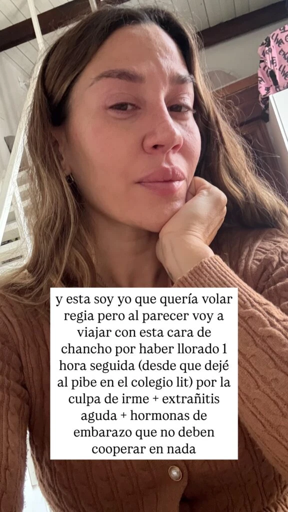 Jimena Barón expresó su angustia previo a su viaje sin Momo. Fotos: IG.