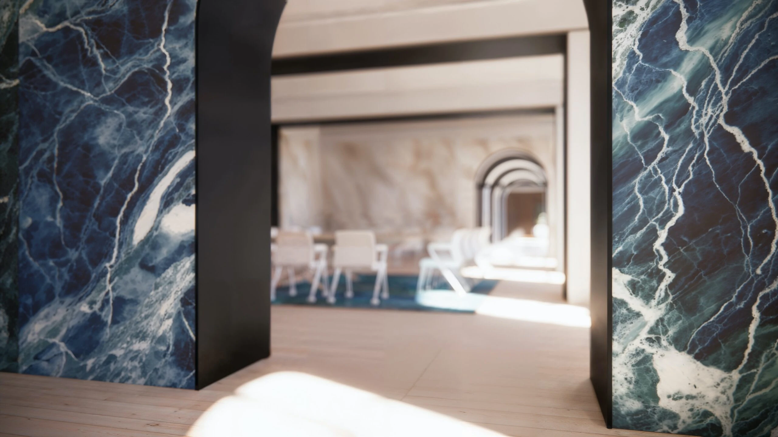 Las superficies con efecto mármol generadas por IA fueron sensación de Semana del Diseño de Milán.