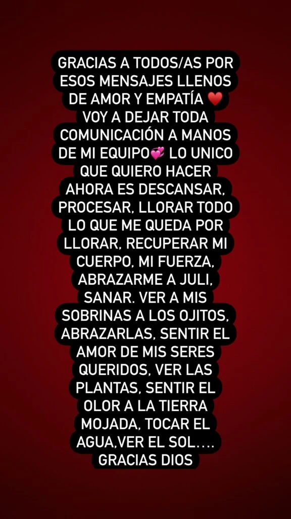 María Becerra reveló que ya salió de alta