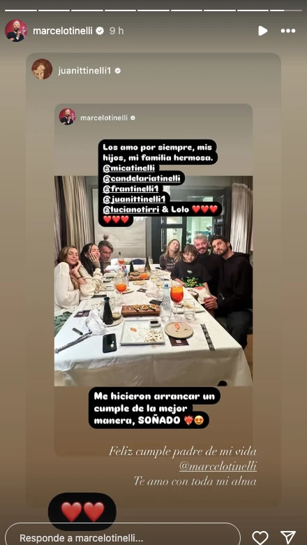 El tierno mensaje de Juanita Tinelli a su padre, Marcelo, por su cumpleaños