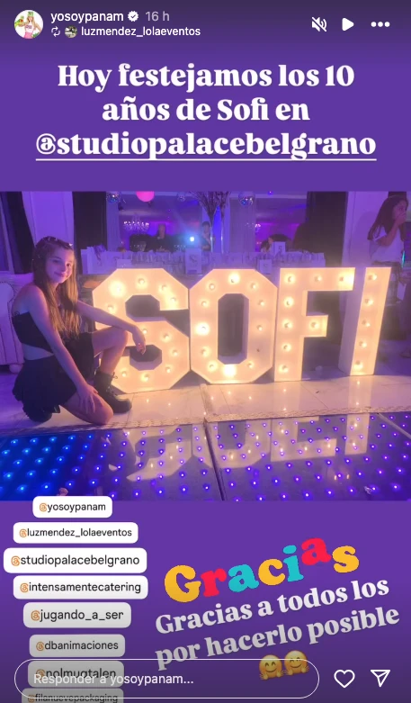 Así fue el cumpleaños temático de Sofía, la hija de Panam