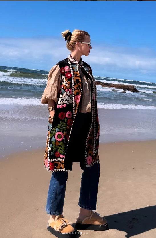 El look boho chic de Nicole en Punta del Este.