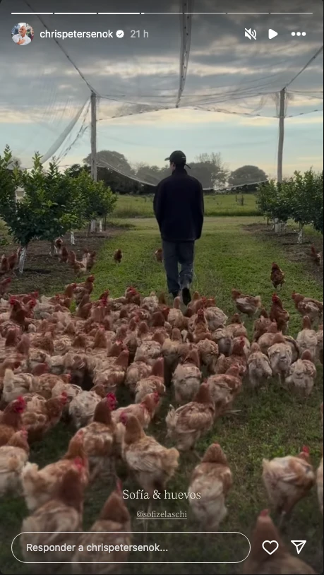 La luna de miel campestre de Chris Petersen y Sofía Zelaschi