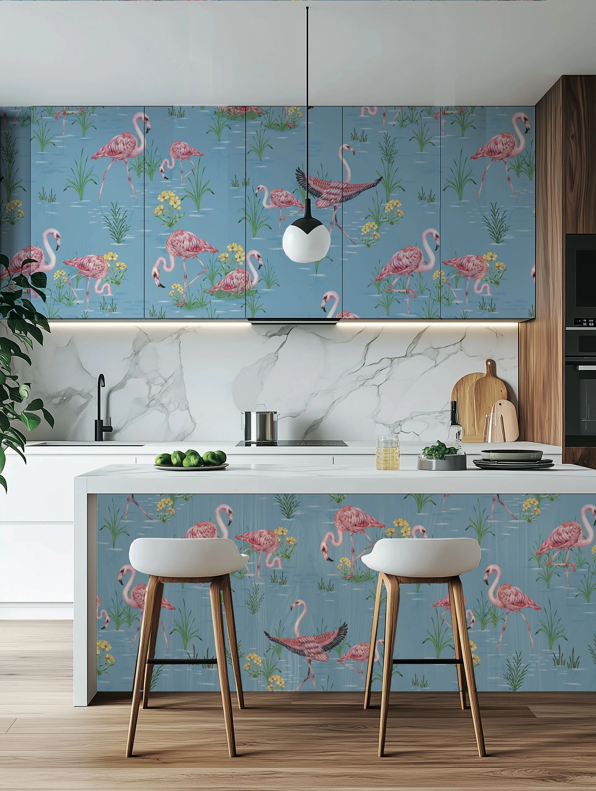 El empapelado “se pega” en la cocina, y es tendencia 2025. 