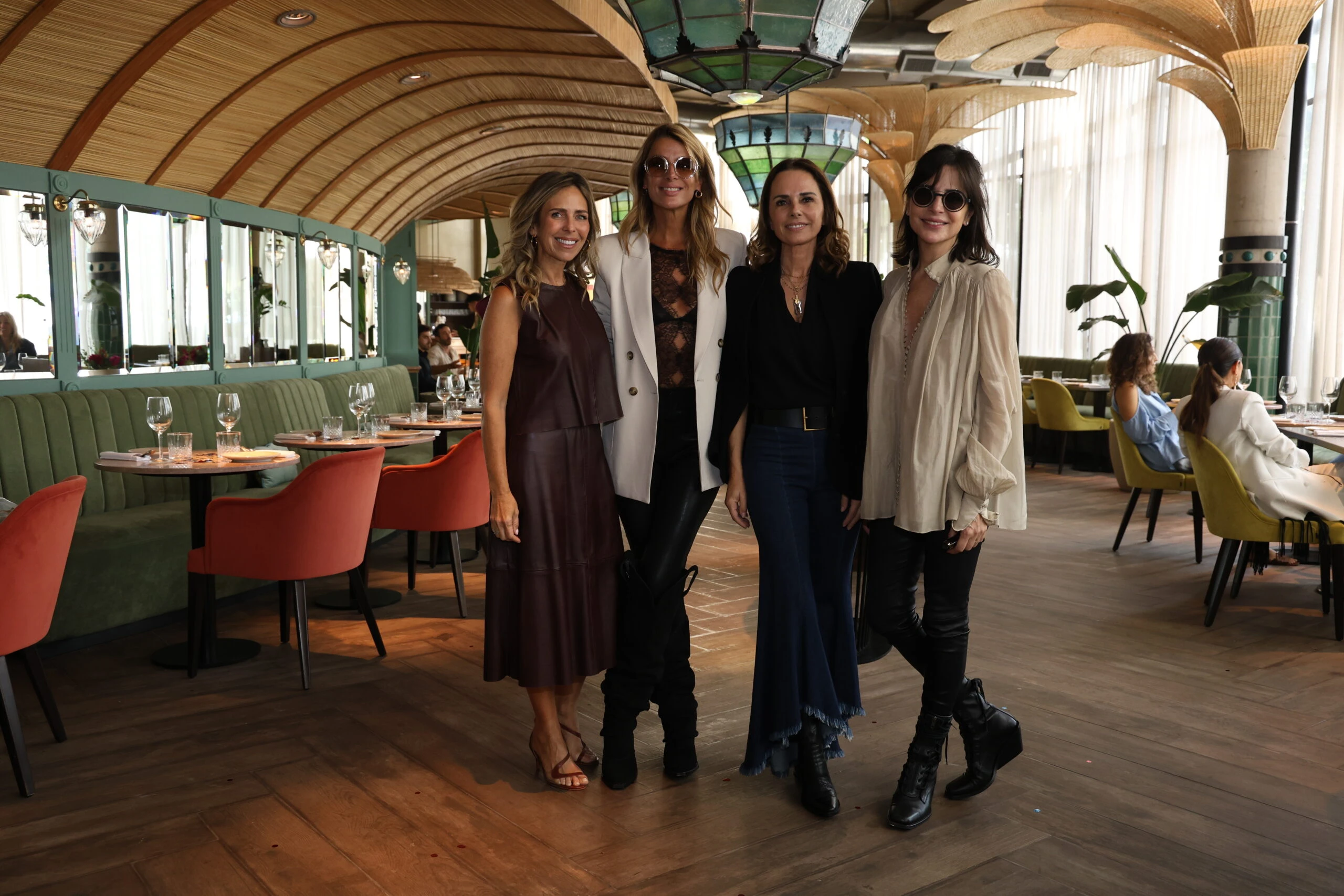 Mariana Bago, Andrea _Tucu_ Martínez, Nathalie Sielecki y Sandra Hillar en el cumpleaños de Andrea _Tucu_ Martínez, en Tigre Morado Costanera