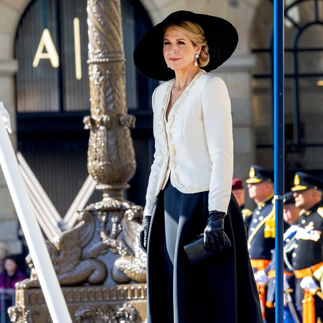 Máxima apostó a elegante figura de Dior para recibir al sultán de Omán