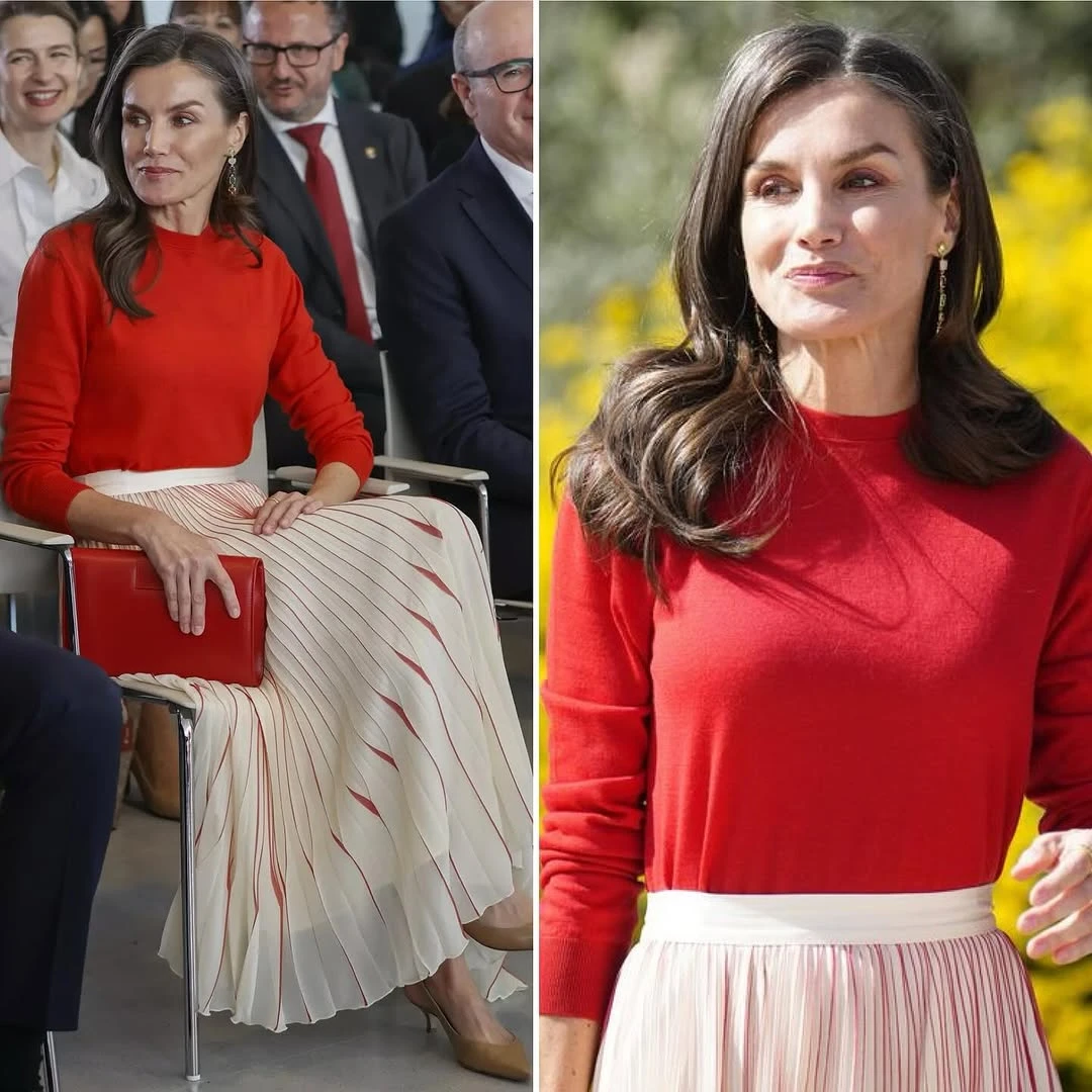 Letizia Ortiz lució una falda de Adolfo Domínguez. Fotos: IG.