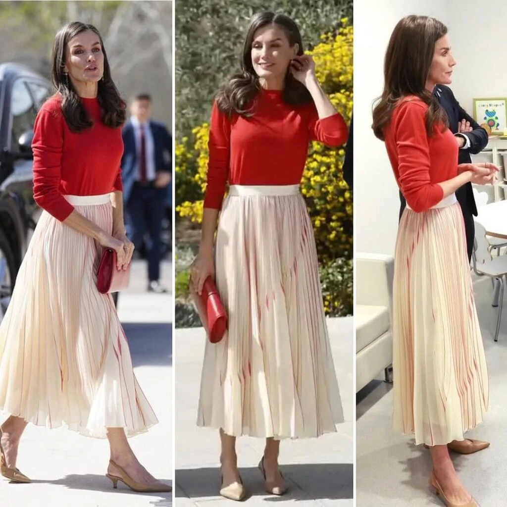 La royal volvió a apostar por un estilismo rojo, su color favorito. Foto: IG.