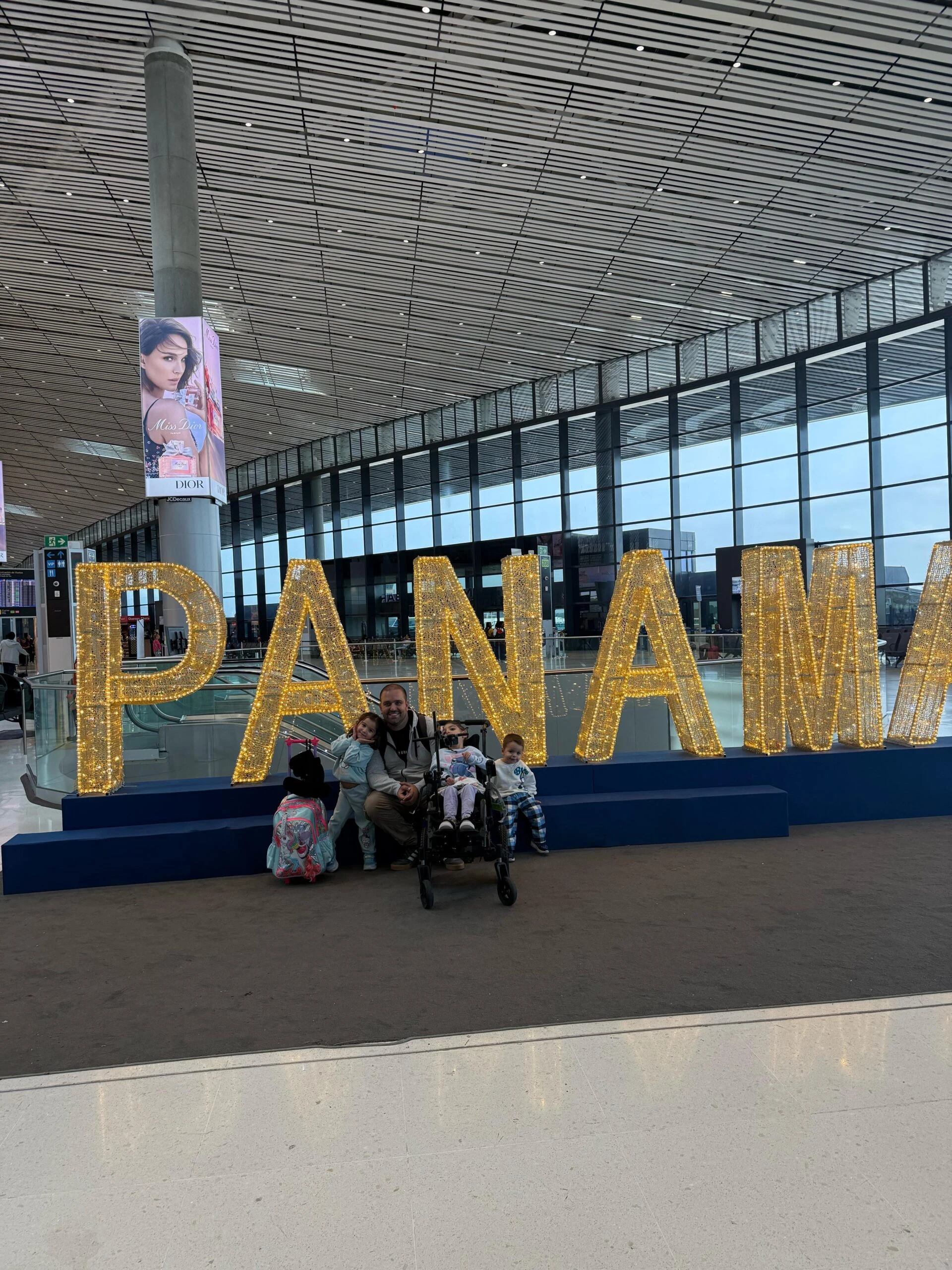 Foto del viaje a México, en una de las escalas