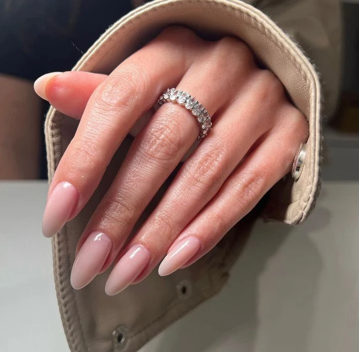 nude milky nails