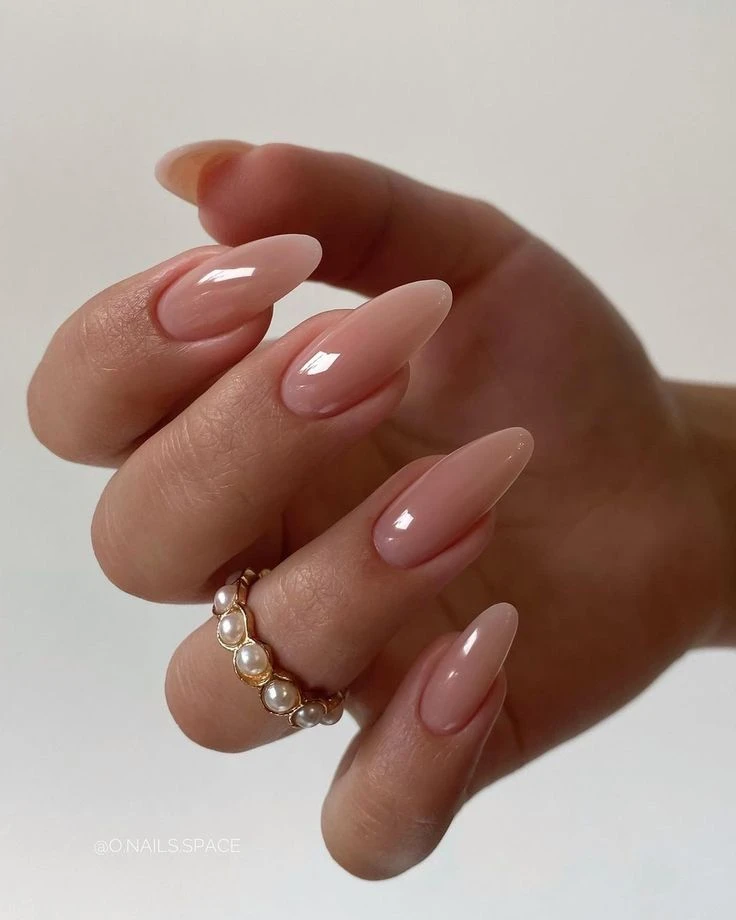 nude milky nails