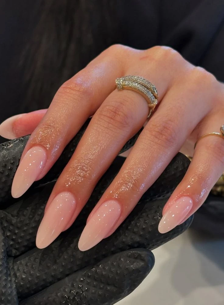 nude milky nails