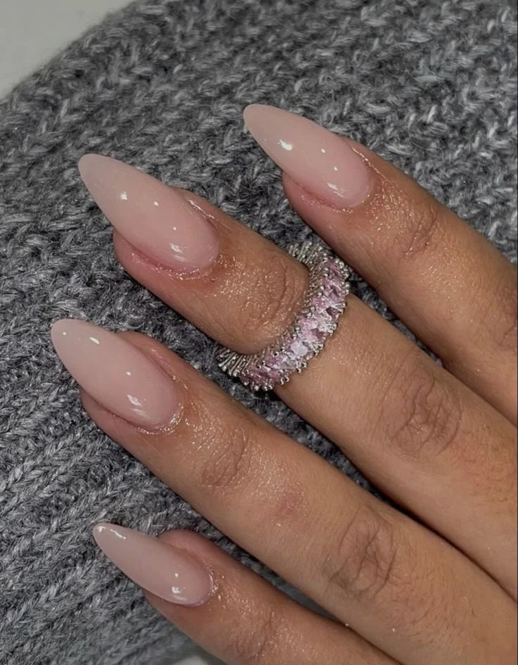 nude milky nails
