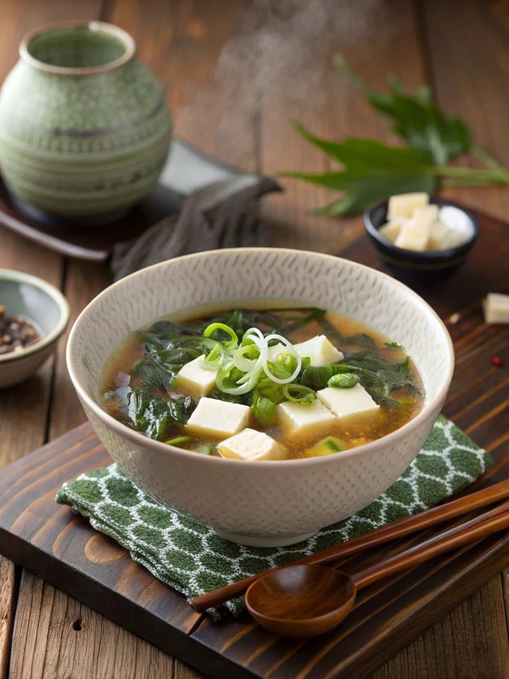 Sopa de miso con tofu y algas