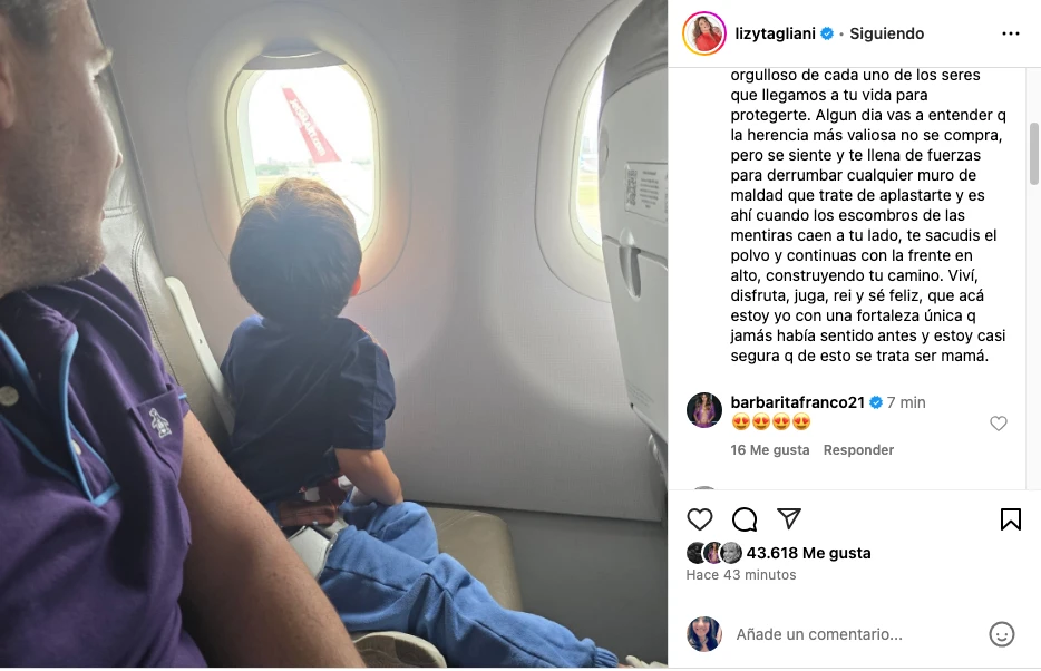 La carta abierta de Lizy Tagliani para su hijo