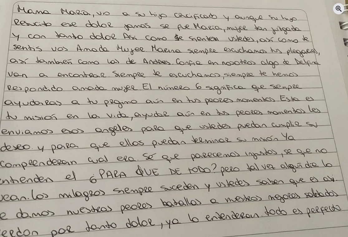La carta que le dio fuerzas a Marina Haag
