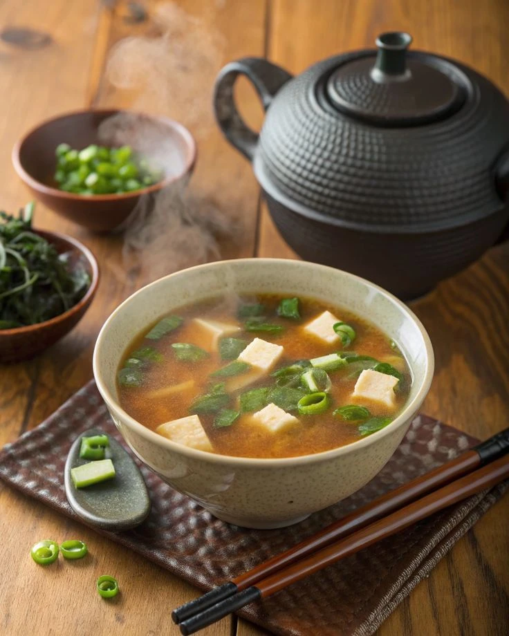 Sopa de miso con tofu y algas