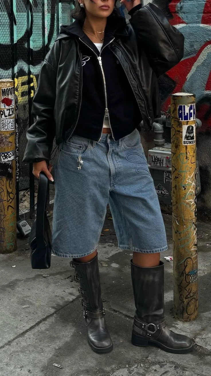 looks con campera bomber simil cuero