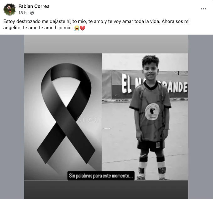 El desgarrador mensaje del papá de Thiago