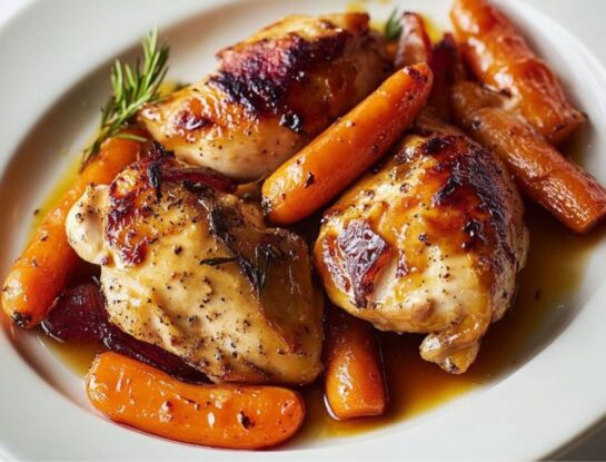 Cómo hacer pollo al horno con miel y mostaza: una receta fácil con zanahorias caramelizadas