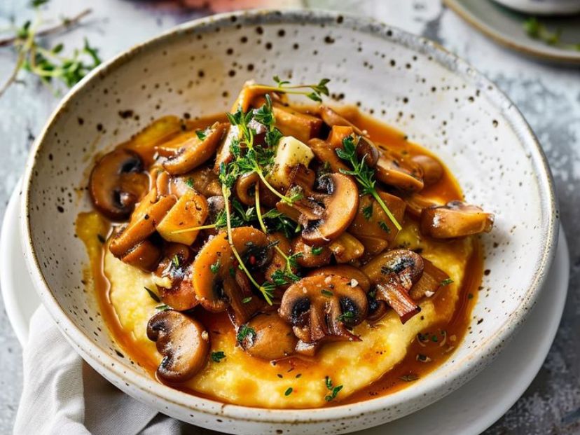 Polenta cremosa con hongos: receta fácil, veggie y perfecta para el frío