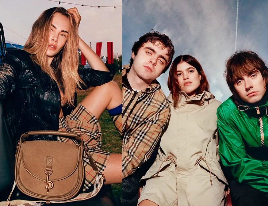Alexa Chung, Cara Delevingne et Molly Moorish-Gallagher, ainsi que les musiciens Loyle Carner, Chy Cartier, Liam Gallagher et Lennon Gallagher pour la campagne publicitaire de Burberry.