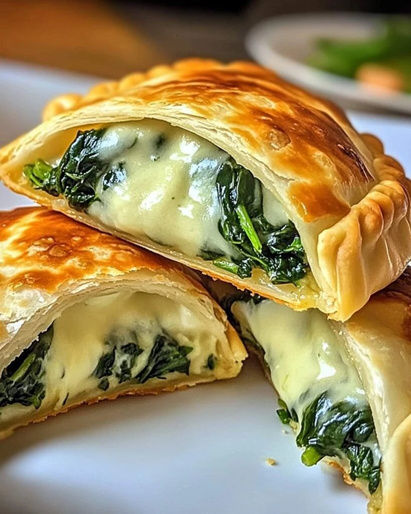 Empanaditas de masa filo con espinaca, queso de cabra y pasas