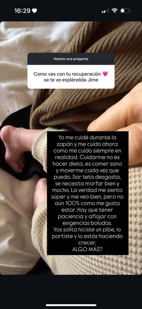 Jimena Barón contó cómo se recupera a más de un mes del nacimiento de Arturo