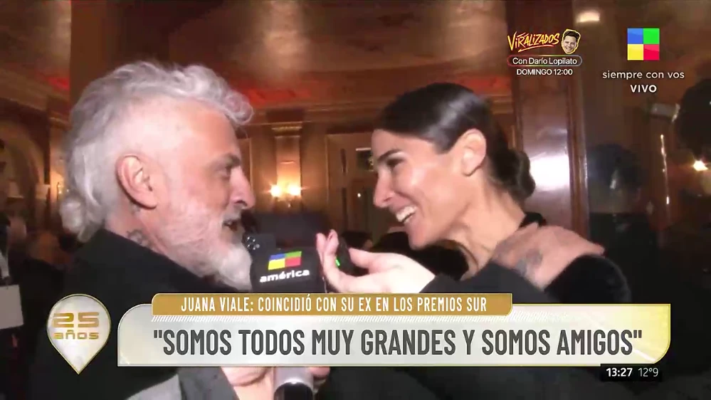 Juana Viale se reencontró en los Premios Sur con el productor José Palazzo, con quien estuvo de novia hace un tiempo.